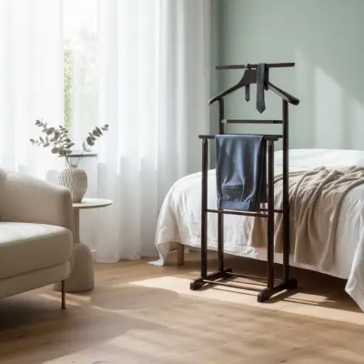8 x Kledingrek met broekenhanger | Pine-design – kavel bij Openbare Verkopen, Beveren-Leie
