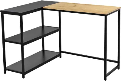 30 x Hoekbureau Schmitt - 110x80x76cm - met opbergruimte - eikdecor/zwart – kavel bij Openbare Verkopen, Beveren-Leie