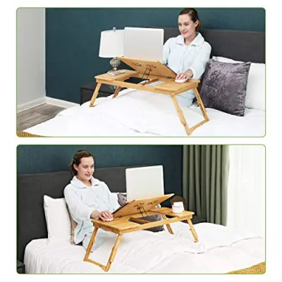 10 x Songmics Bamboe Laptopbureau - Ergonomisch, Koeler, Draagbaar - 72 x (21-29) x 35 cm – kavel bij Openbare Verkopen, Beveren-Leie
