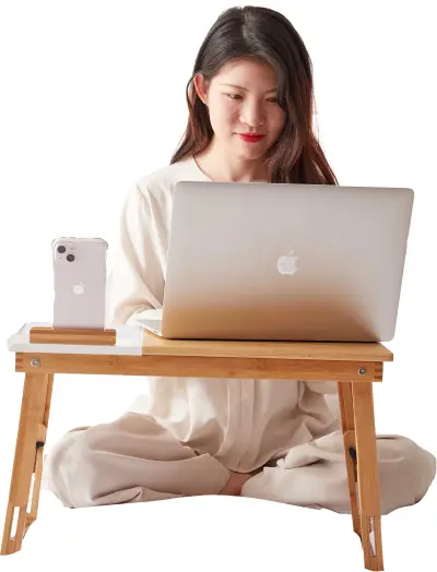34 x Laptoptafeltje - 54x35x27cm - bamboehout – kavel bij Openbare Verkopen, Beveren-Leie