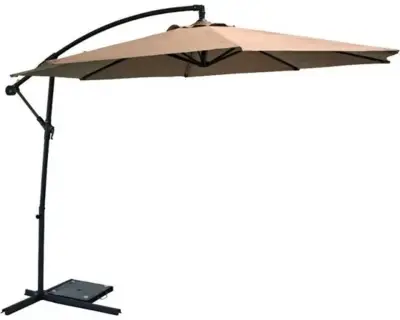 4 x Parasol Menorca Ø300 met kruisvoet – taupe – kavel bij Openbare Verkopen, Beveren-Leie
