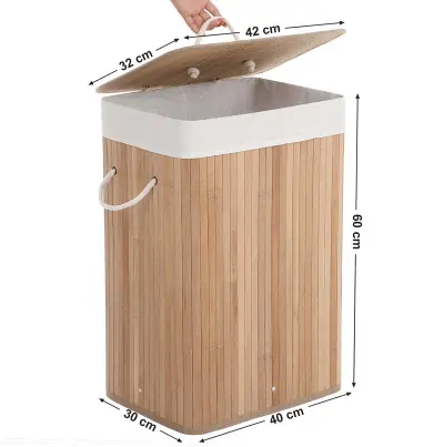 6 x XL Bamboe Wasmand met Deksel en Voering – kavel bij Openbare Verkopen, Beveren-Leie