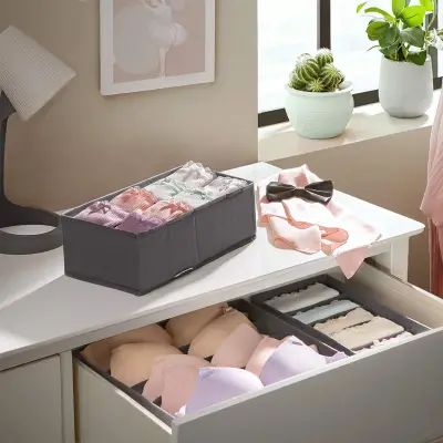 8 x Grijze ondergoed lade organizers - 8-delige set voor bh's, sokken, dassen en sjaals – kavel bij Openbare Verkopen, Beveren-Leie