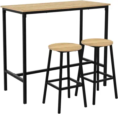 27 x Bartafel Reinhold - met twee barkrukken - eikdecor/zwart – kavel bij Openbare Verkopen, Beveren-Leie