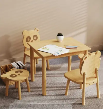 20 x Kindertafeltje Panda - Bamboehout - Perfect voor Kids – kavel bij Openbare Verkopen, Beveren-Leie