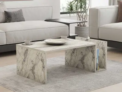 4 x Memo Salontafel | 100% MELAMINE | Freesia Marmer – kavel bij Openbare Verkopen, Beveren-Leie