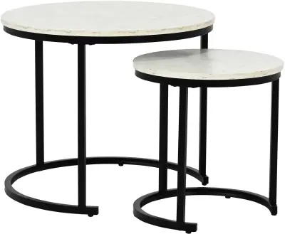 40 x Salontafelset Lolita - Ø60x51 en Ø40x42cm - marmer – kavel bij Openbare Verkopen, Beveren-Leie