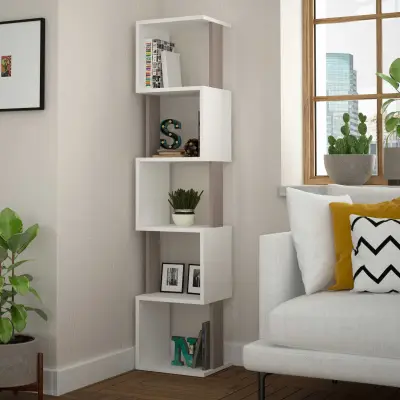 5 x Piri Boekenplank | 100% MELAMINE | Wit, licht mokka – kavel bij Openbare Verkopen, Beveren-Leie