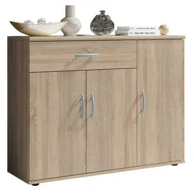 4 x Commode Viviane 90cm met 3 deuren & 1 lade - eik – kavel bij Openbare Verkopen, Beveren-Leie