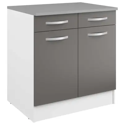 5 x Onderkast Eko 80cm met 2 deuren en 2 lades - Grijs – kavel bij Openbare Verkopen, Beveren-Leie