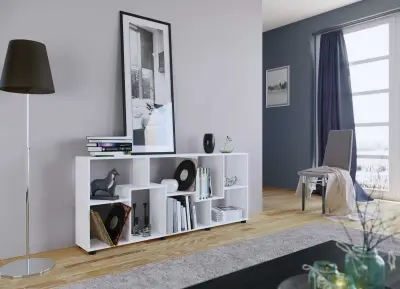 4 x Boekenkast Azira 164 cm 8 open vakken-wit – kavel bij Openbare Verkopen, Beveren-Leie