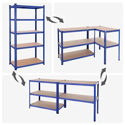 5 x Stalen stellingkast met 5 etages, capaciteit 600kg, 50x100x200cm, blauw – kavel bij Openbare Verkopen, Beveren-Leie