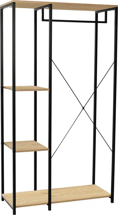 41 x Kledingrek Alizee - 90x40x167cm met Eikdecor en Zwarte Afwerking – kavel bij Openbare Verkopen, Beveren-Leie