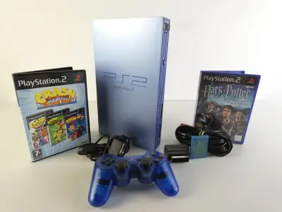 Gaming set - Sony PlayStation 2 Aqua Blue Limited Edition – kavel bij De Kringwinkel, Heverlee