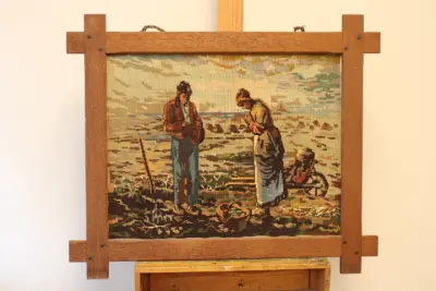 Geborduurd werk van het wereldberoemde schilderij L’Angélus' – kavel bij GSD Auctions, Zoeterwoude