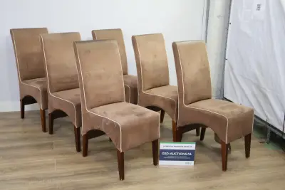 Set van 6 eetkamerstoelen met beige bekleding – kavel bij GSD Auctions, Zoeterwoude