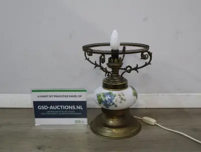 Vintage tafellamp met bloemmotief – kavel bij GSD Auctions, Zoeterwoude