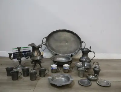 Verzameling verzilverde en tinnen serveer-en drinkgerei – kavel bij GSD Auctions, Zoeterwoude