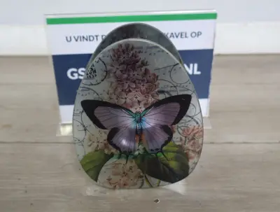 waxinelicht houder met vlinder en bloemenprint – kavel bij GSD Auctions, Zoeterwoude