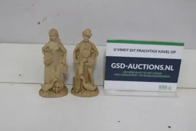 Beeldjes van boer en boerin met eenden – kavel bij GSD Auctions, Zoeterwoude