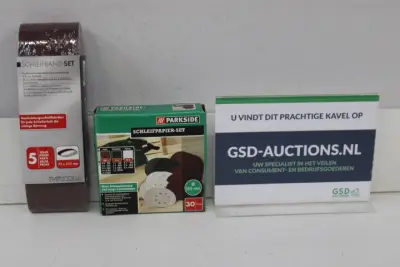 Parkside schuurbandset en schuurpapier set – kavel bij GSD Auctions, Zoeterwoude