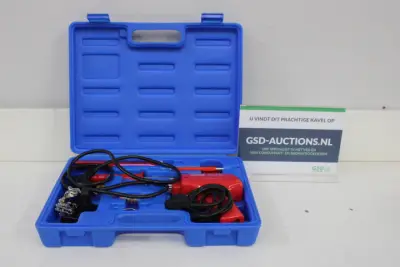 Rood soldeerapparaat met toebehoren in blauwe opbergkoffer – kavel bij GSD Auctions, Zoeterwoude