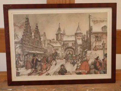 Ingelijste Anton Pieck prent Amersfoort – kavel bij GSD Auctions, Zoeterwoude
