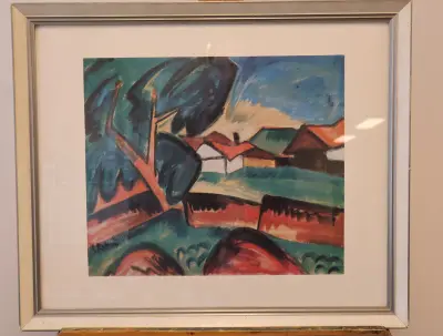 Ingesloten expressionistisch schilderij landschap – kavel bij GSD Auctions, Zoeterwoude