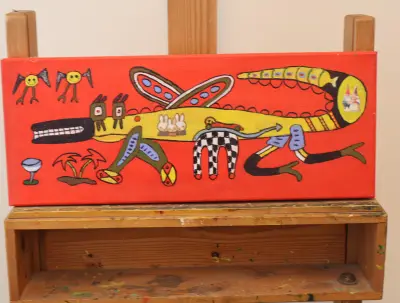 Abstracte kleurrijke schilderij op doek – kavel bij GSD Auctions, Zoeterwoude