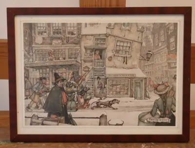 Prent Anton Pieck in houten lijst – kavel bij GSD Auctions, Zoeterwoude