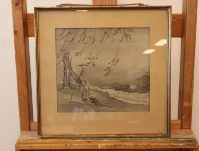 Ingelijste oosterse aquarel schildering – kavel bij GSD Auctions, Zoeterwoude