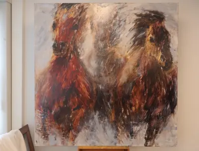 Schilderij van rennende paarden – kavel bij GSD Auctions, Zoeterwoude
