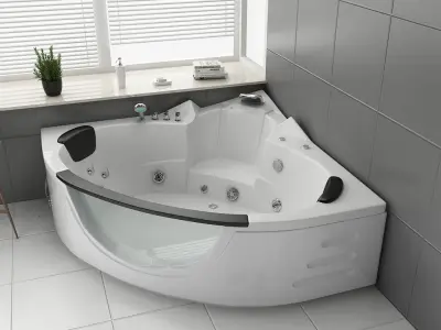 2 Persoons Whirlpool Massagebad - Wit - Hoekbad - 152x152x62cm – kavel bij Openbare Verkopen