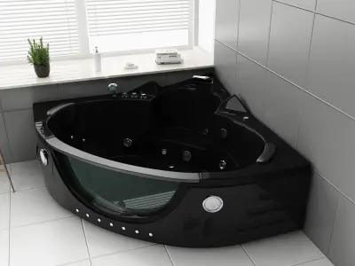 2 Persoons Whirlpool Massagebad - Zwart - Hoekbad - 152x152x62cm – kavel bij Openbare Verkopen