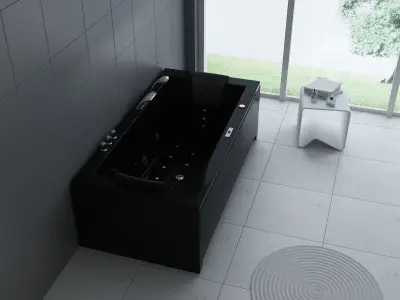 1 à 2 Persoons whirlpool massagebad hoogglans zwart-half vrijstaand 183x90cm – kavel bij Openbare Verkopen