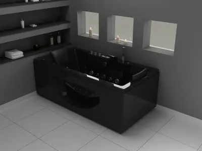 1 à 2 Persoons whirlpool massagebad Zwart - Half vrijstaand 1800x900mm – kavel bij Openbare Verkopen