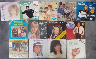 Vinyl: Lot van 13 Eurosong singles (45 rpm) – kavel bij De Kringwinkel, Gent
