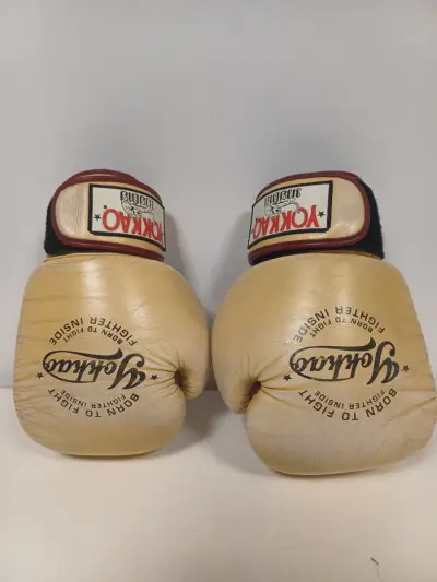 YOKKAO vintage gold bokshandschoenen – kavel bij De Kringwinkel, Ronse