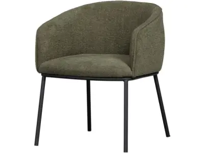 WOOOD Leon Eetkamerstoel - Bouclé - Forest Green - 77x61x63 – kavel bij XL Auctions