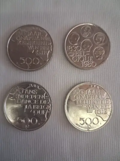 set van 4 x 500 Belgische Frank – kavel bij De Kringwinkel, Ieper