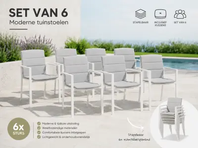 Set van 6 Hamilton Bay stapelbare armstoelen Cosmo – kavel bij GSD Auctions, Zoeterwoude