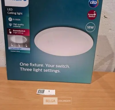 Philips plafondlamp led 1600 lumen 18W 4000K IP20 – kavel bij Belga Veilingen, Bree