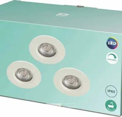 Philips spots (3) badkamer led 350 lumen 5,5W 2700k IP65 – kavel bij Belga Veilingen, Bree