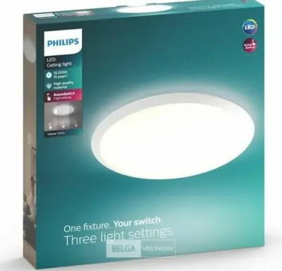 Philips plafonnière Canaval SceneSwitch met geïntegreerde LED 1500 Lm 18 W koudwit – kavel bij Belga Veilingen, Bree