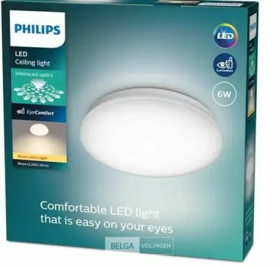 Philips Moire plafondlamp, 6 W, koelwit licht, klein – kavel bij Belga Veilingen, Bree