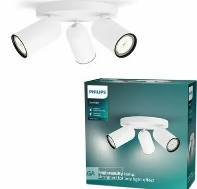 Philips Pongee opbouwspot - 3-lichts - wit – kavel bij Belga Veilingen, Bree
