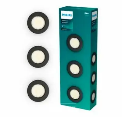 Philips Peridot inbouwspot GU10 7W zwart rond vast 3 stuks – kavel bij Belga Veilingen, Bree