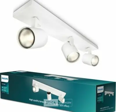 Philips Runner opbouwspot - 3xGU10 - wit – kavel bij Belga Veilingen, Bree