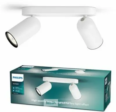 Philips Pongee opbouwspot - 2-lichts - wit – kavel bij Belga Veilingen, Bree