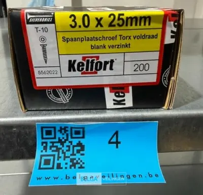 Kelfort spaanplaatschroef 3x25 torx - voldraad 200st – kavel bij Belga Veilingen, Bree